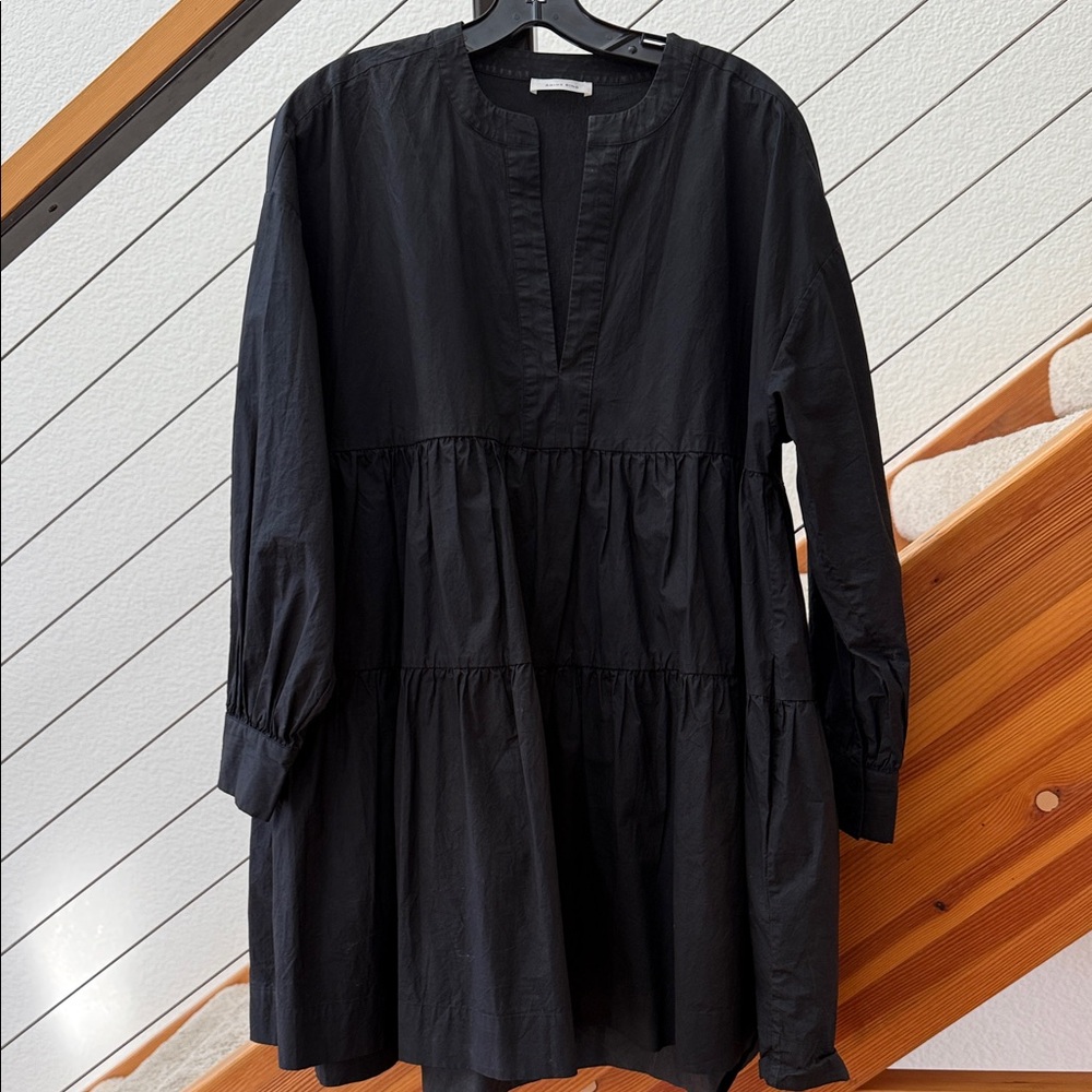 Anine Bing Addison Swing Dress Sz S Black Cotton